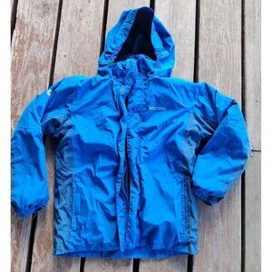 Marmot Boys Size L Blue Lightweight Full Zip Snow Waterproof Rain Jacket M